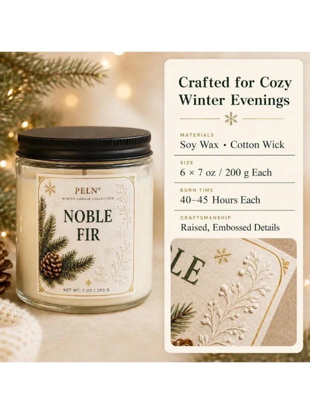 6-Pack Soy Candles Gift Set - 7 oz Winter Christmas Scented Candles for Home